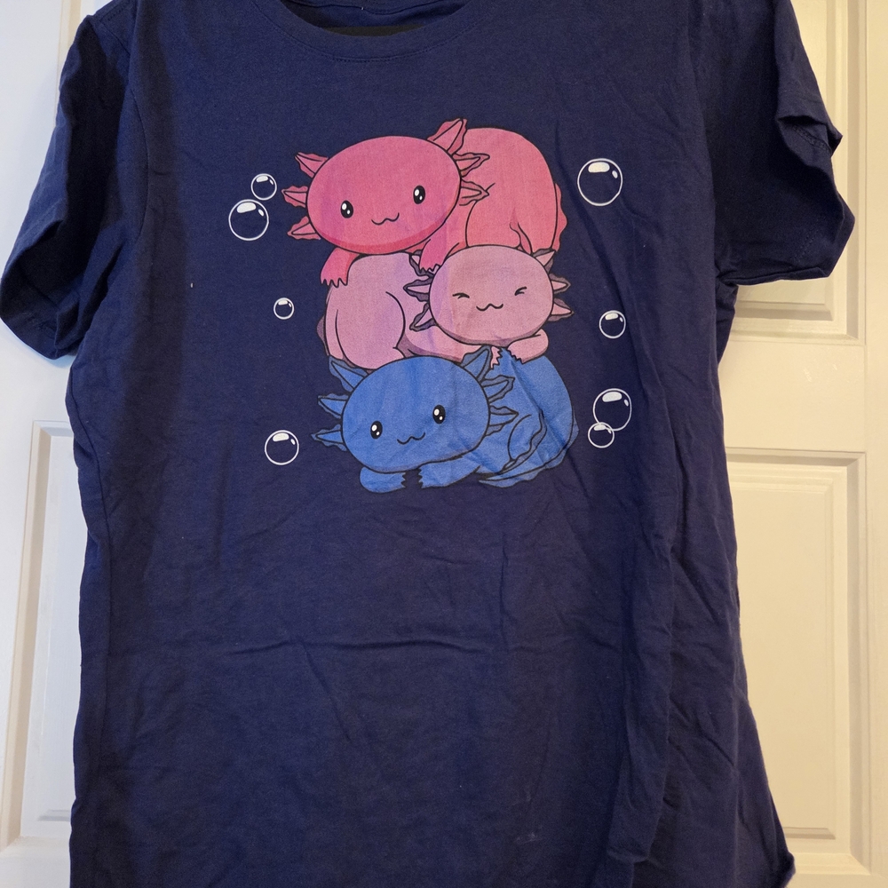 Kids Axolotl Graphic Tee - Navy Blue